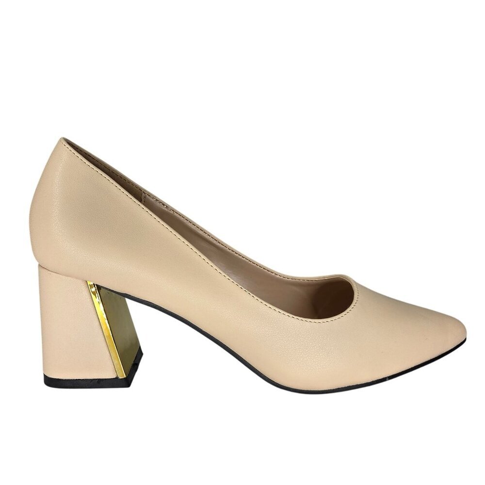 NWT London Rag Women's Casey Metallic Detail Block Heel Pumps